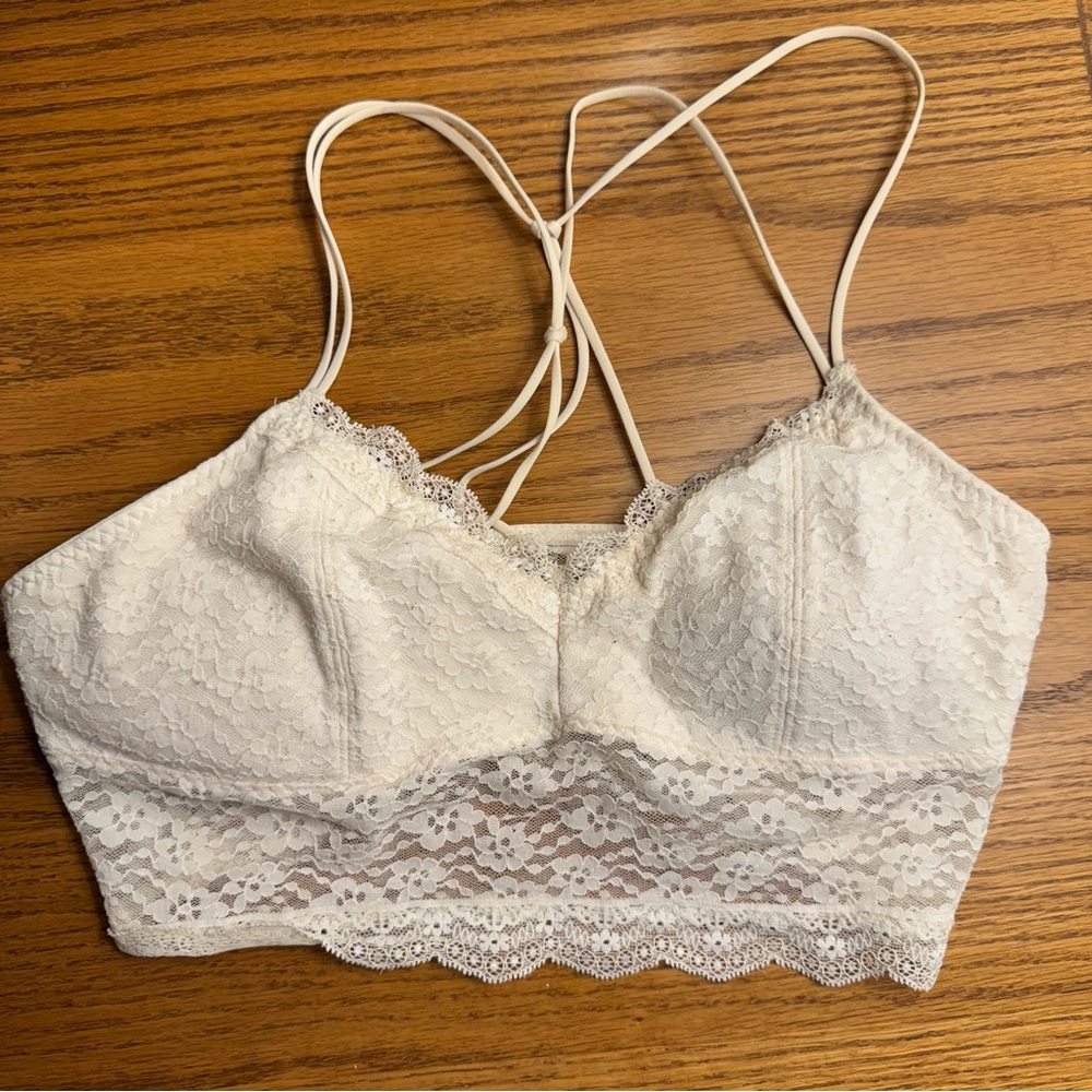 Vintage Hollister White Lace Padded Bralette Size Medium